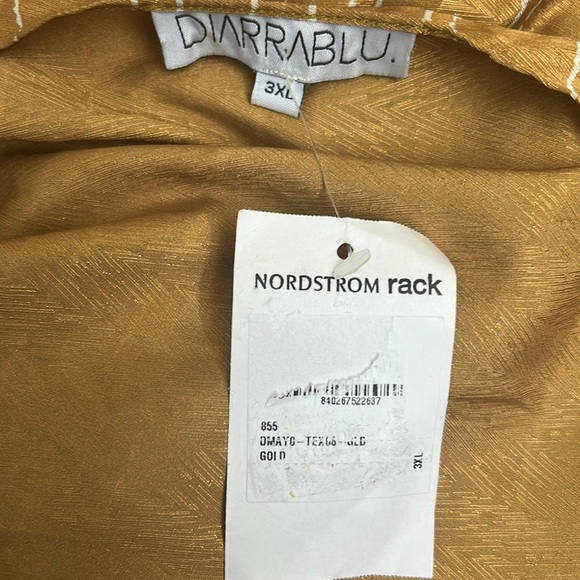 NWOT DIARRABLU Maya Exaggerated Long Sleeve Textured Wrap Dress in Gold Sz 3XL - Picture 4 of 13